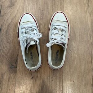 Converse White Low-Top Sneakers with Red Accents